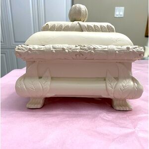 Vintage Off White Slightly Distressed Trinket Box for a Vanity or Wall Unit